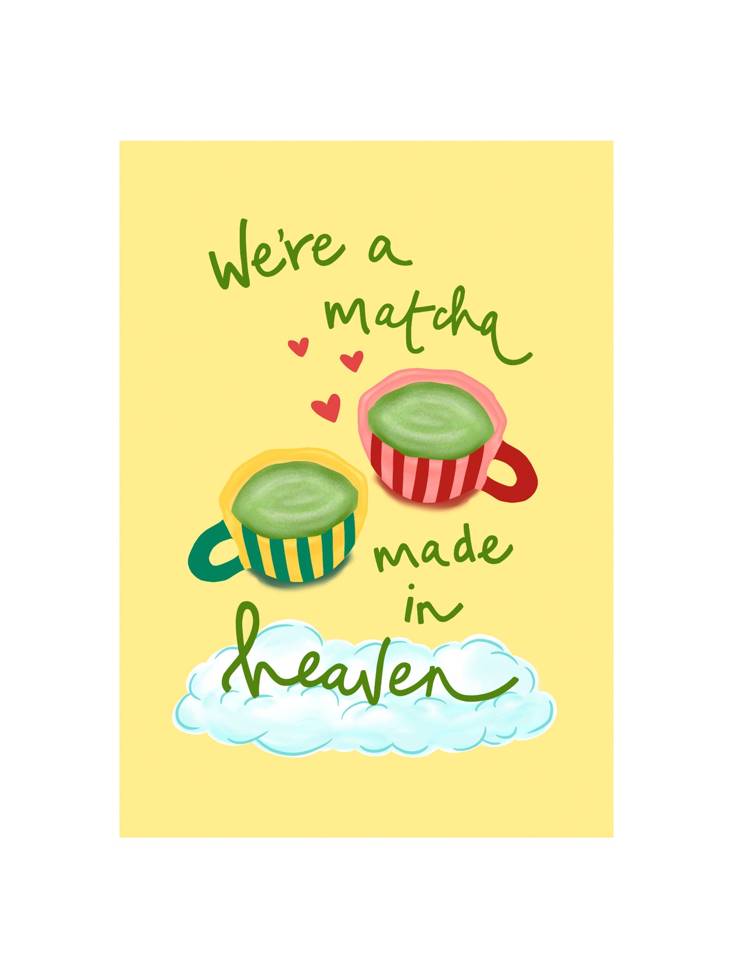 Matcha Made in Heaven eco-friendly hand-drawn Valentine's card