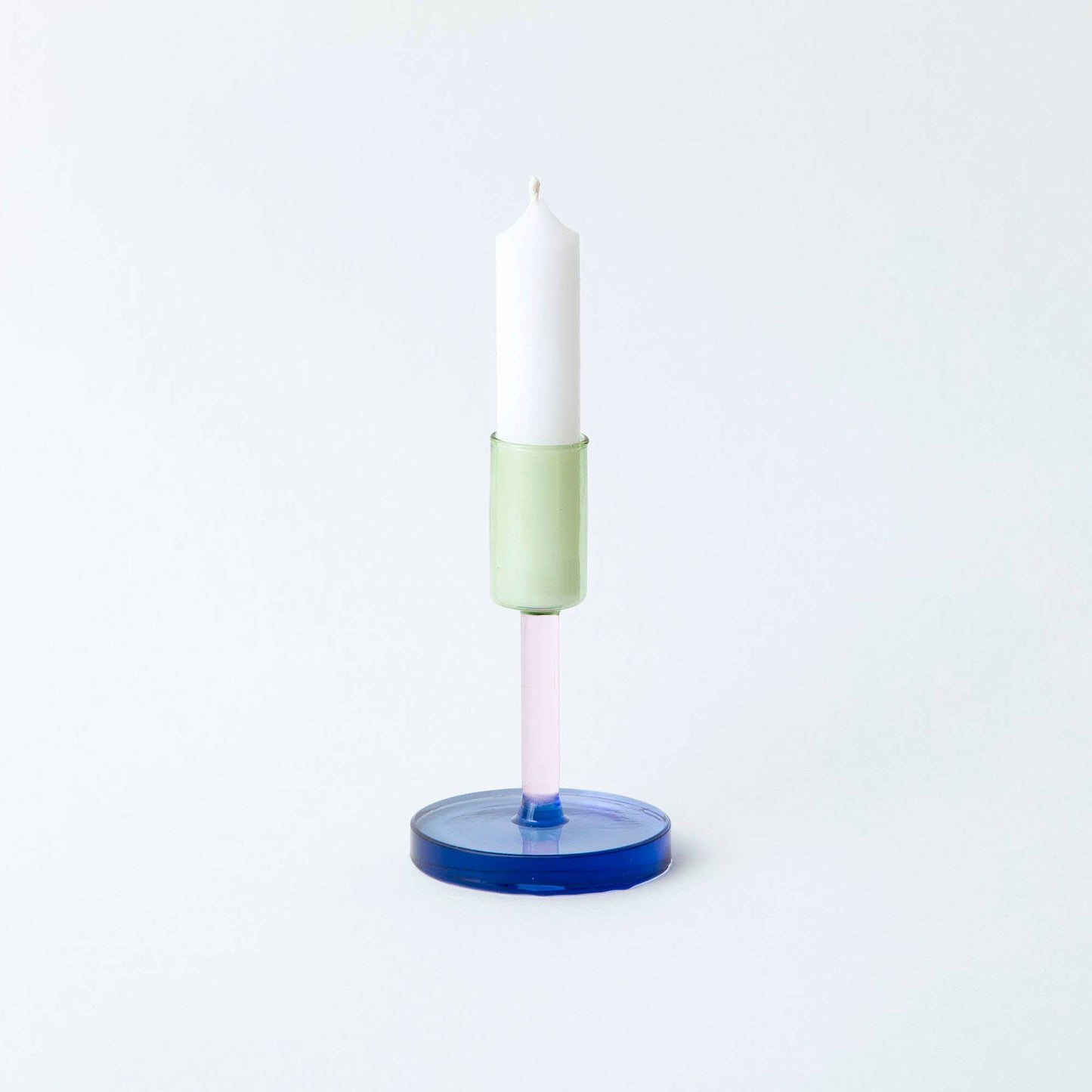 Forget Me Not & Green Medium Glass Candlestick