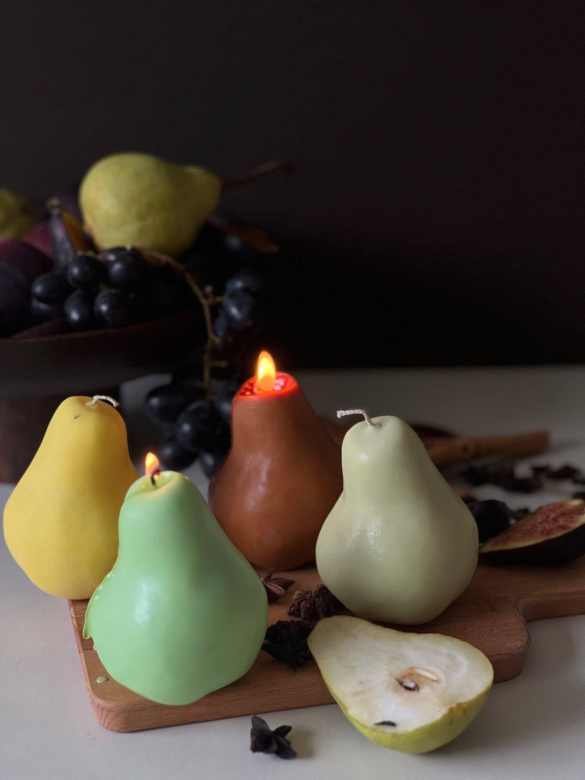 Hand-poured pear candle ornament