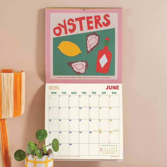 Close up of food illustration in 2027 wall calendar