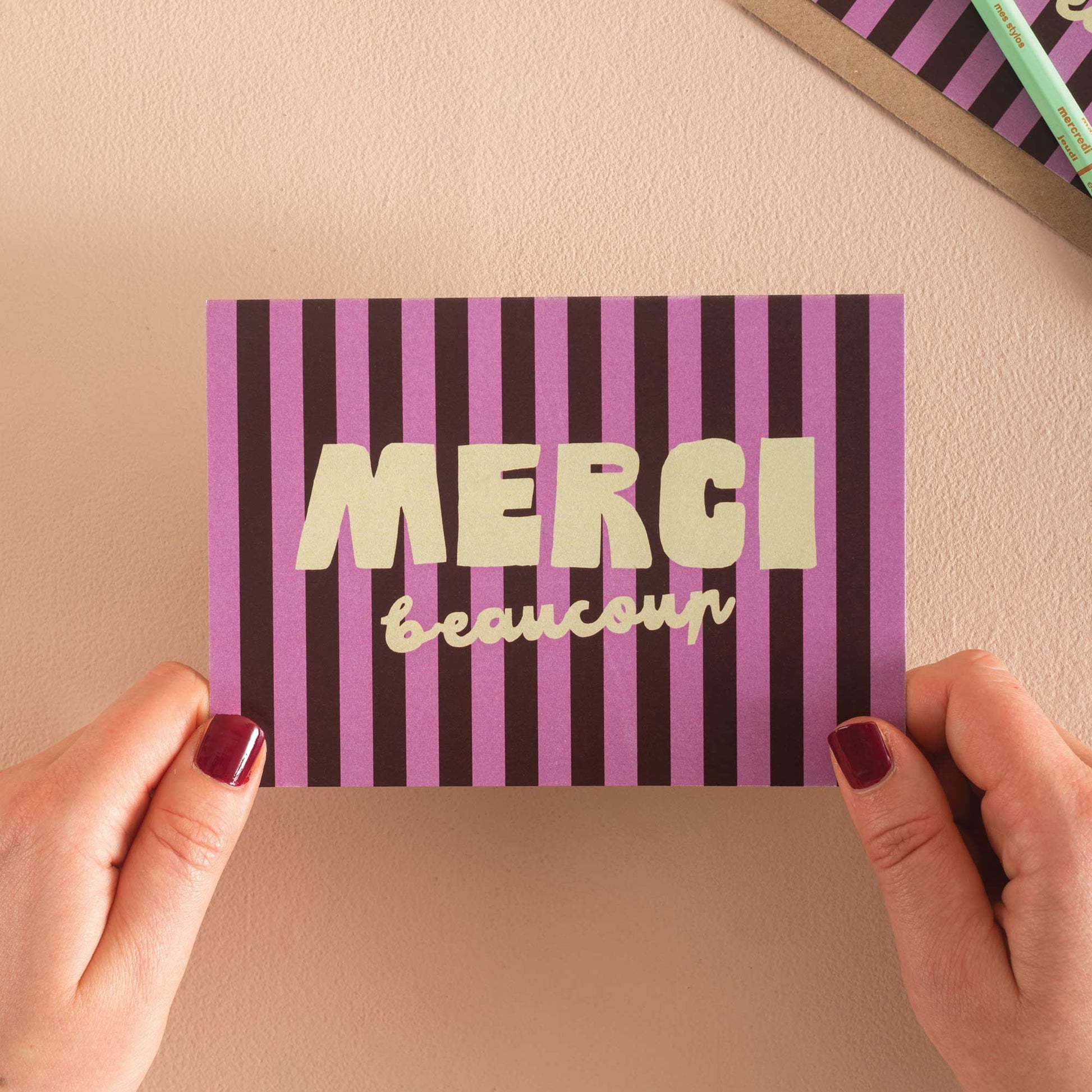 Merci A6 Thank You Card, vibrant yellow design