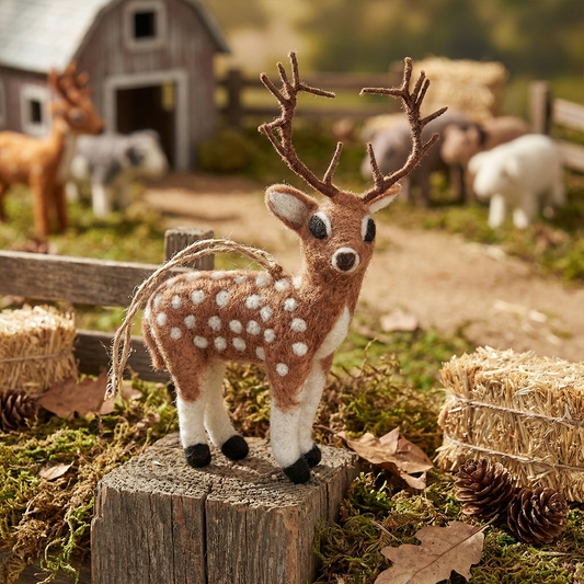 Handmade felt stag biodegradable hanging decoration