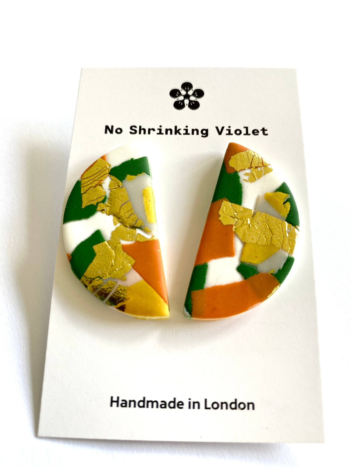 Leura Moon Stud Polymer Clay Earrings