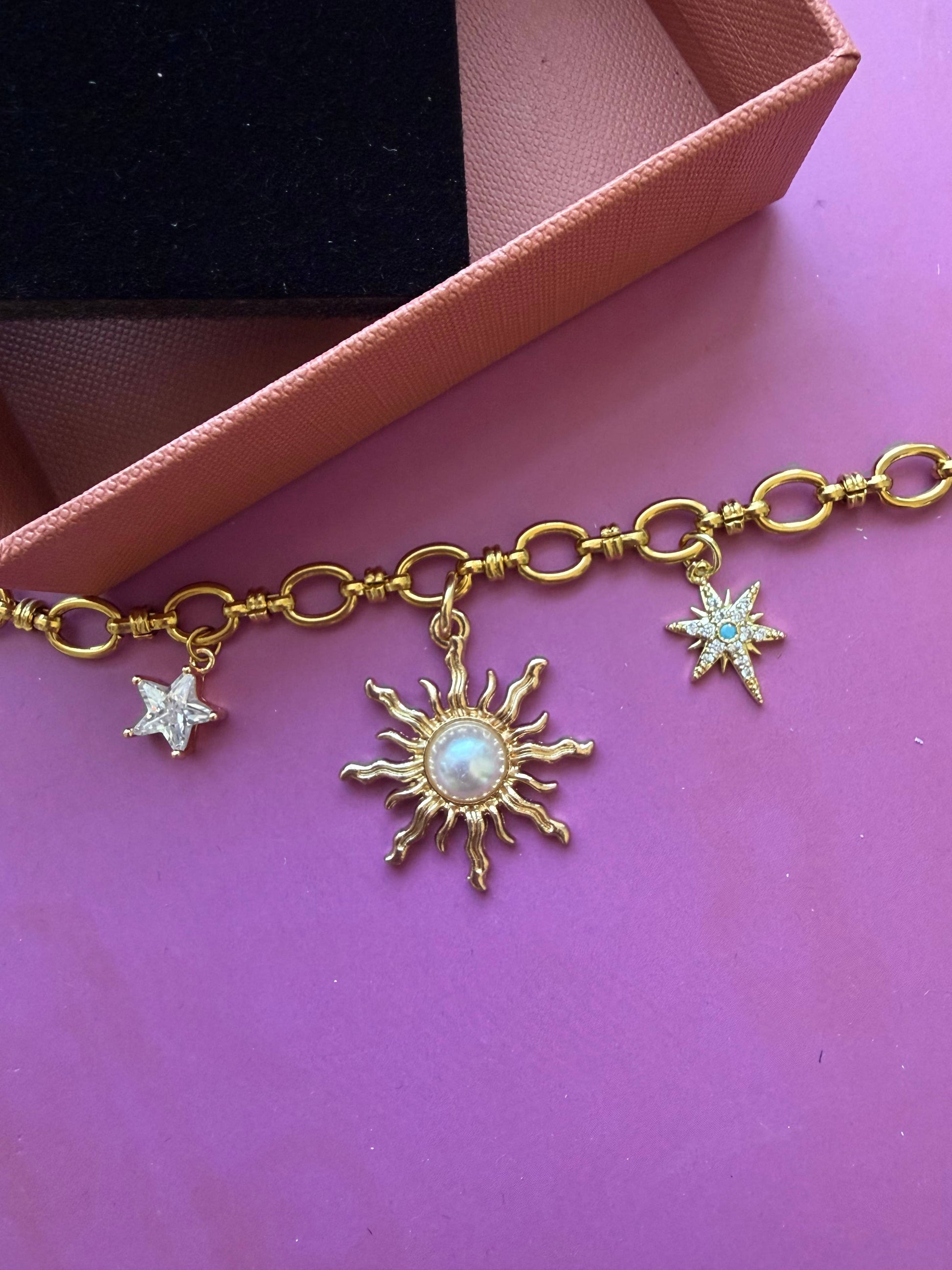 18k gold plated celestial charm necklace