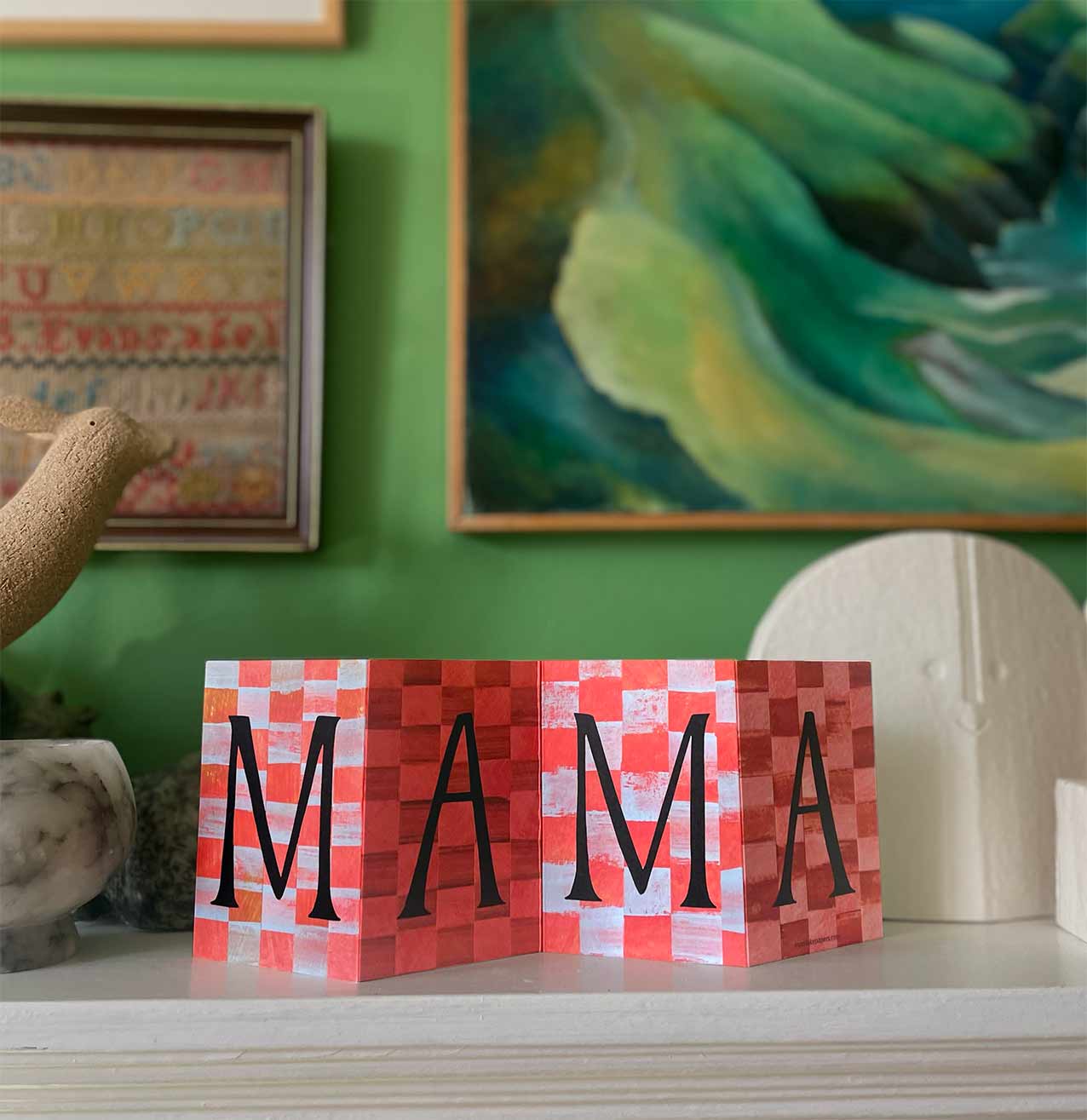 Detail of Mama Concertina Card on sustainably sourced paper