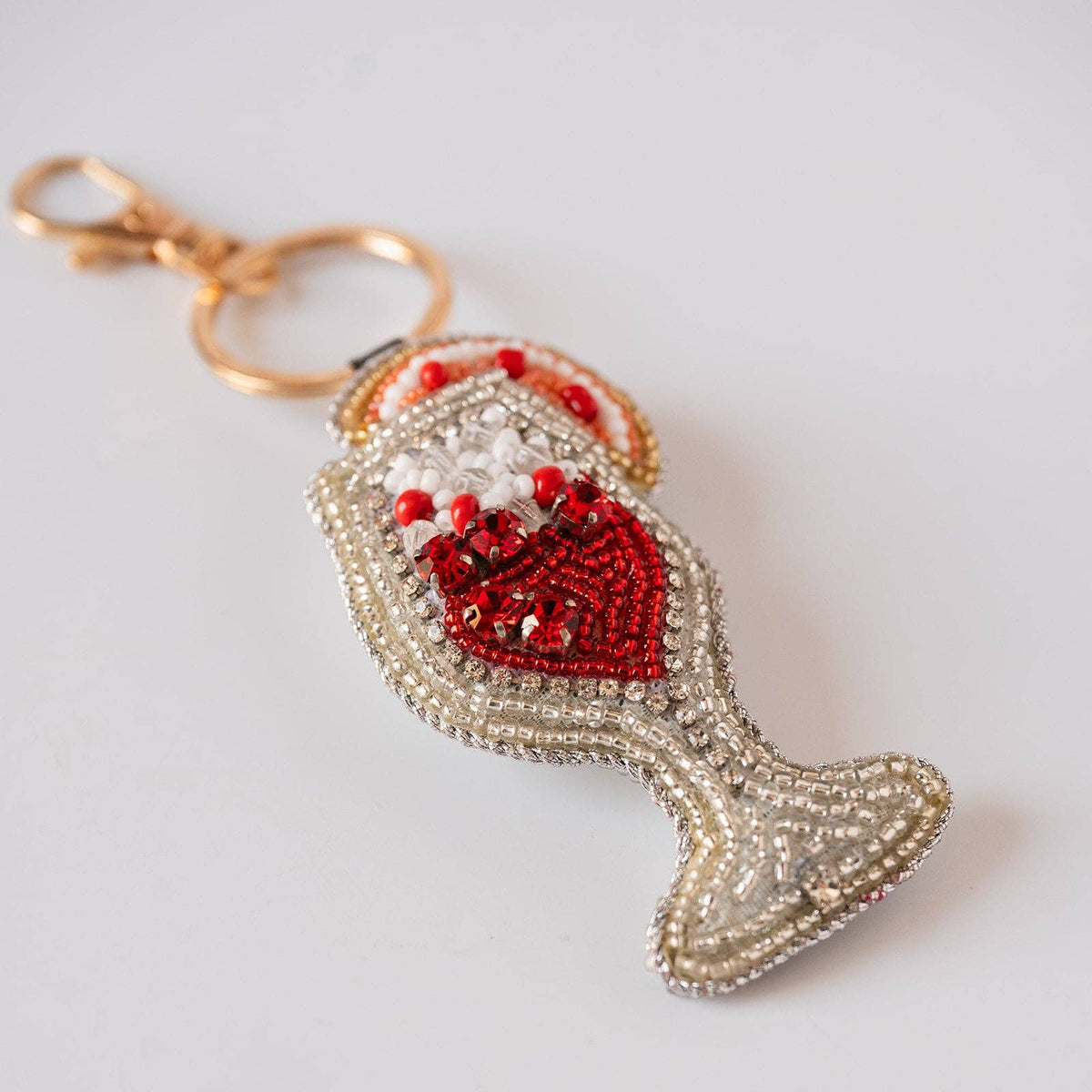 Hand-beaded lucky panda charm keyring