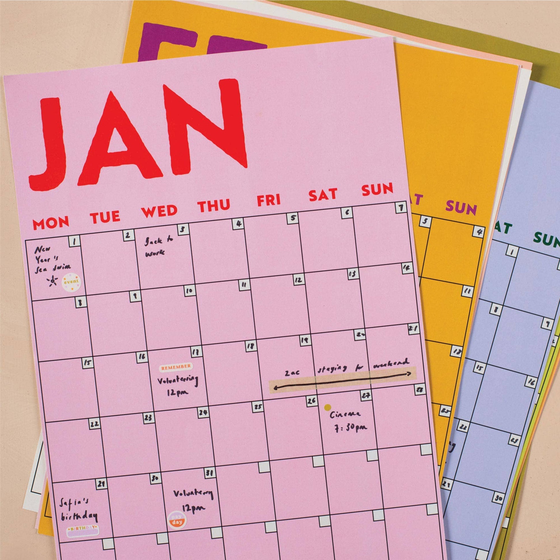 Plastic-free Packaged A3 Wall Planner