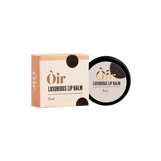 Õir luxurious lip balm with packaging on a white background