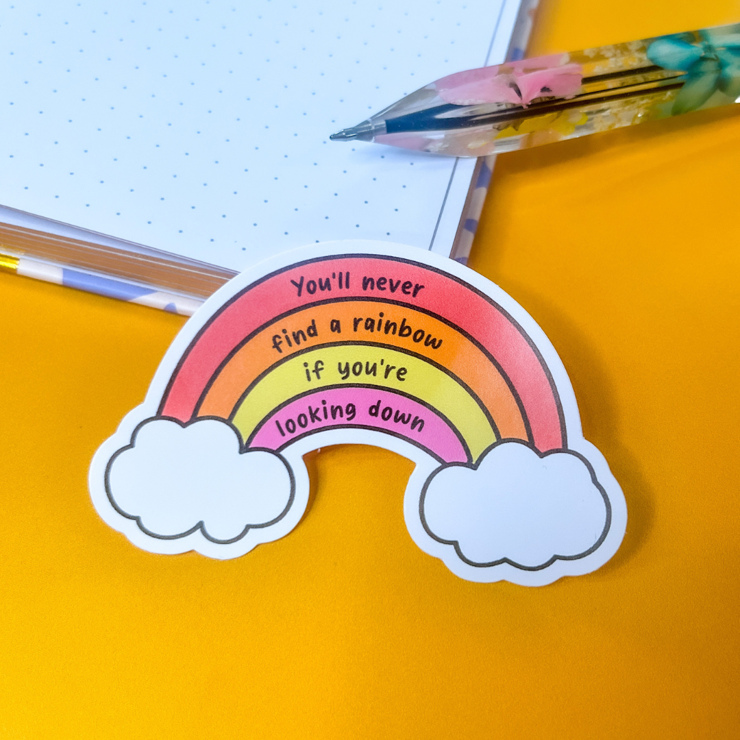 Waterproof rainbow sticker for laptops and journals