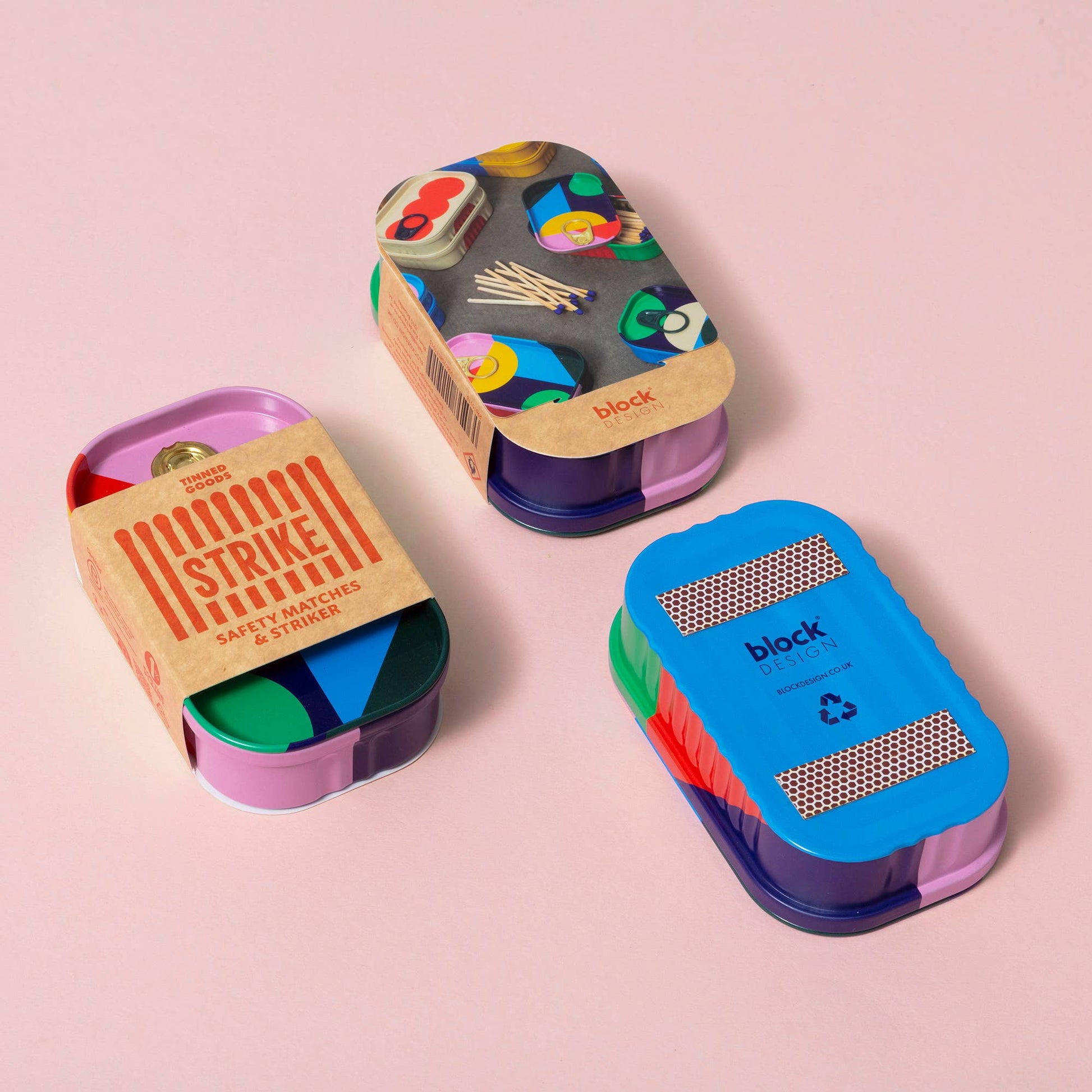 Block Design Tinned Safety Matches set, perfect for candles or fireplaces