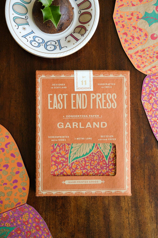 Handmade recycled paper Christmas Pudding garland, 3m