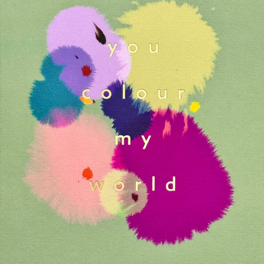 Close up of foiled details on Galaxy Tie-Dye card