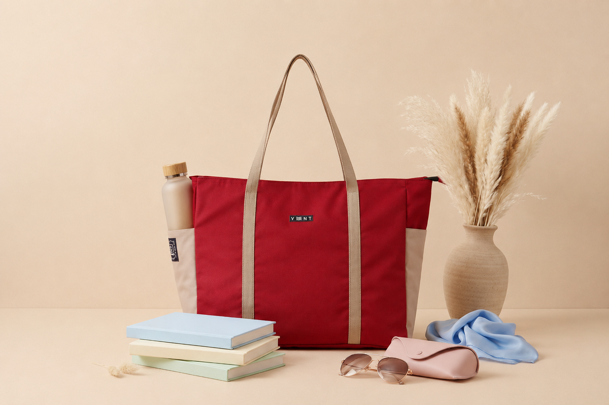 Large zipped pink shopper bag made from recycled ocean bound plastic