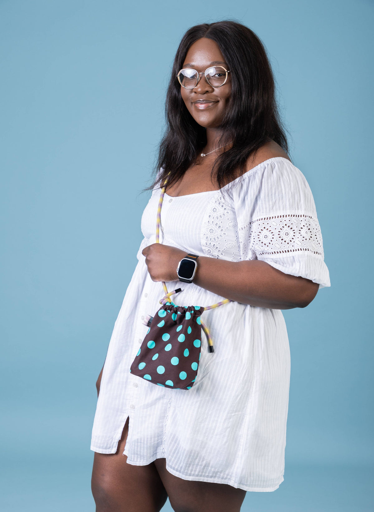 Eco-friendly waxed cotton crossbody bag front view