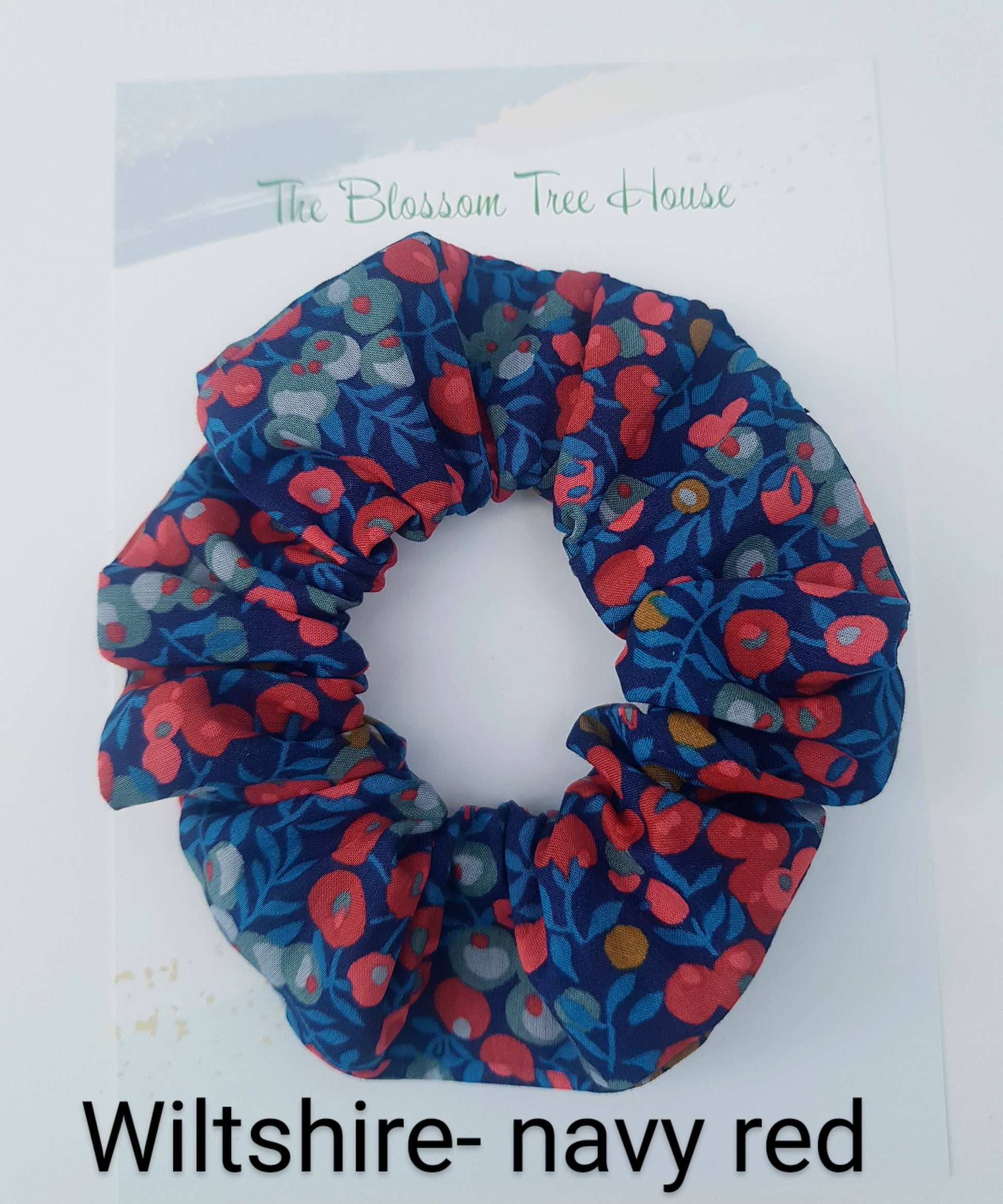Handmade cotton scrunchie with Liberty fabric design, 9-10cm diameter