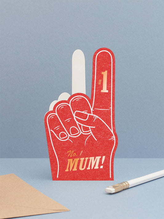 Foam Finger Birthday Card for Number 1 Mum