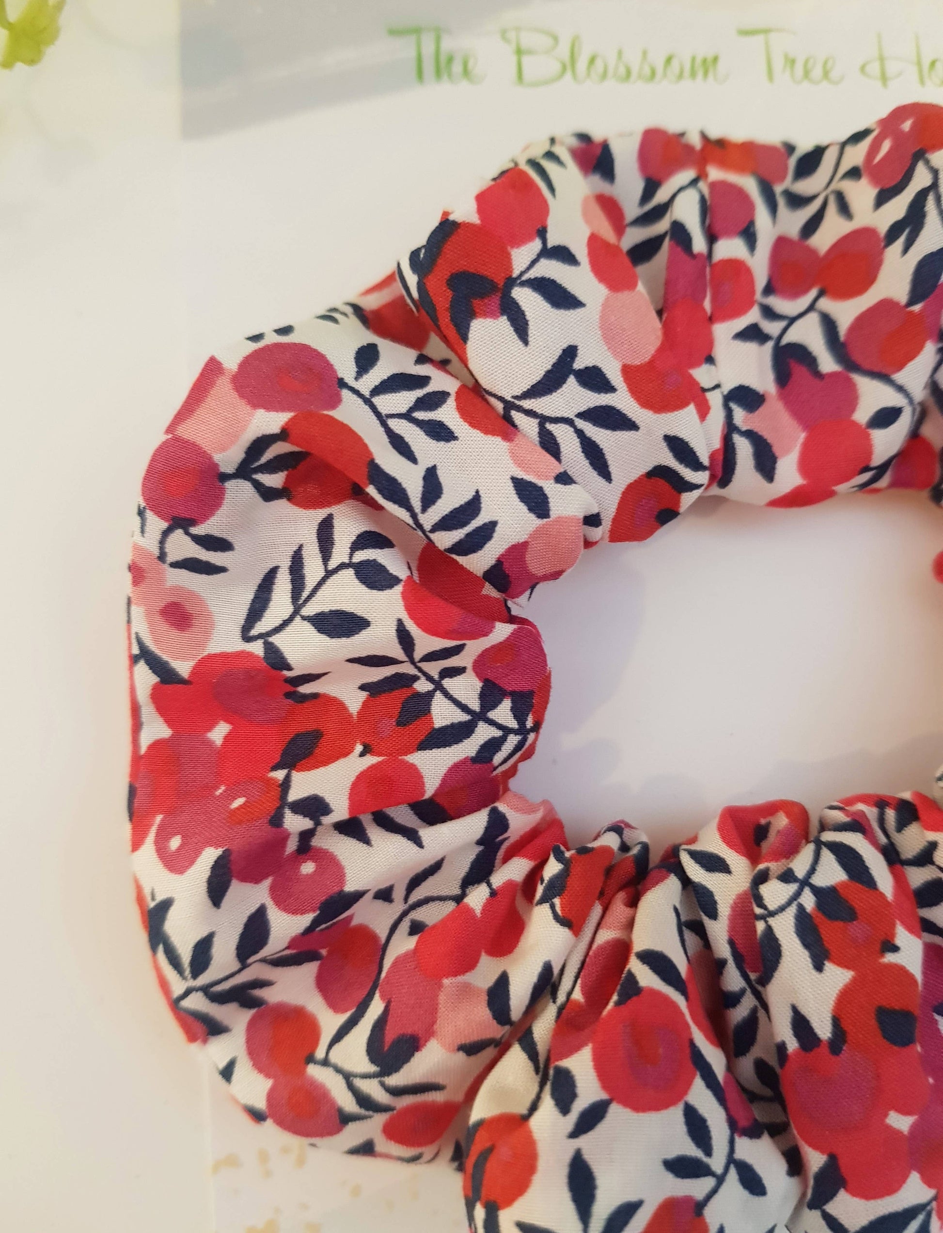 Handmade cotton scrunchie with Liberty fabric design, 9-10cm diameter