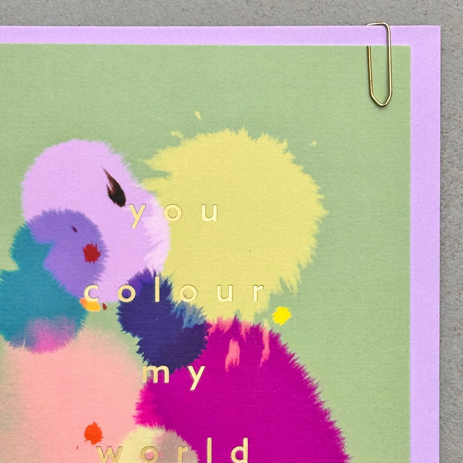 Lavender envelope and cosmic art greeting card