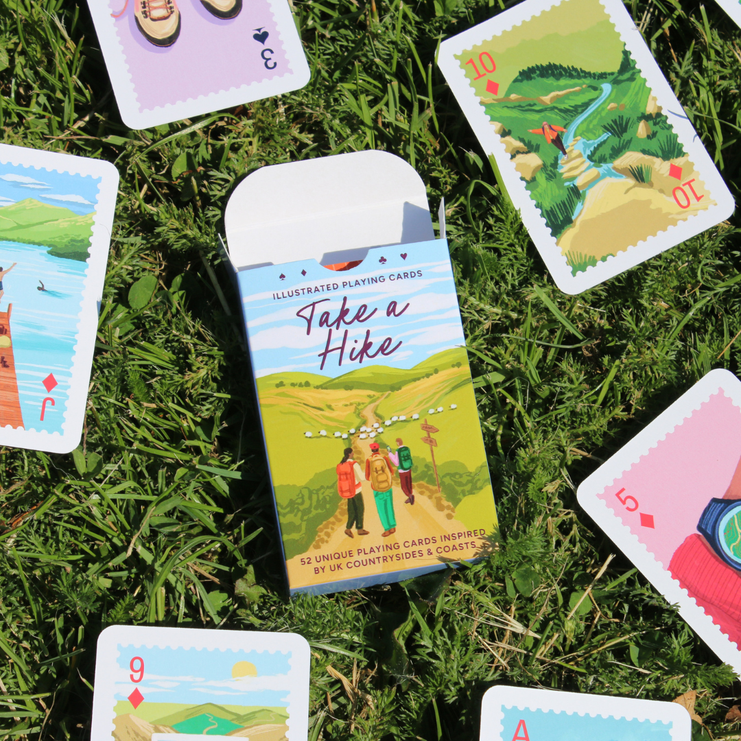 Take a Hike Illustrated Playing Cards box and cards pack