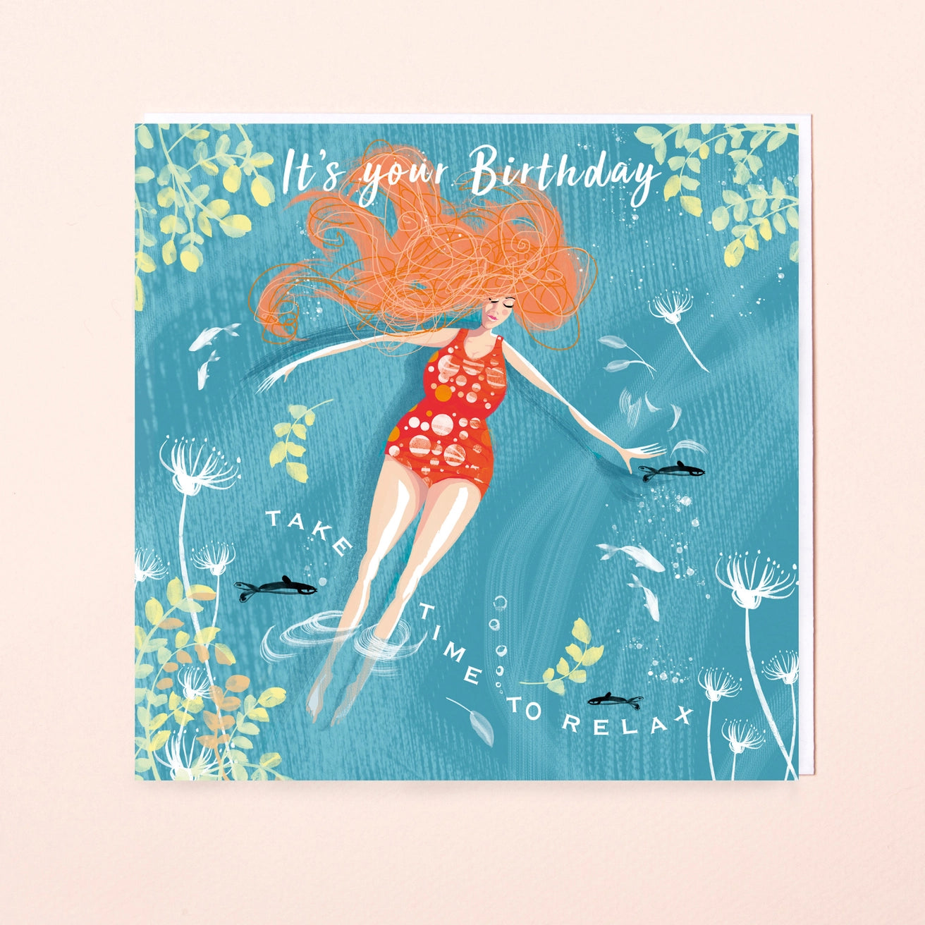 Eco-friendly wild swimming birthday card with premium white envelope