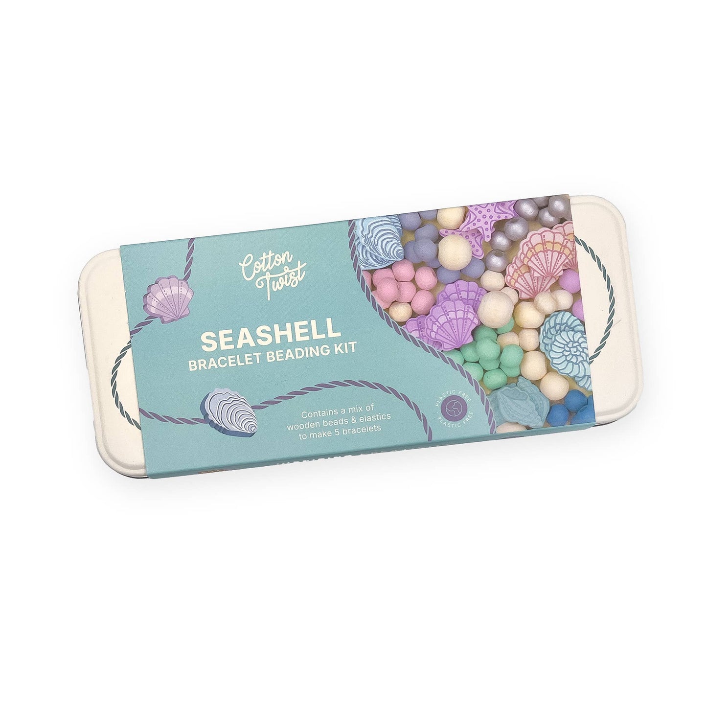 Close up of pastel beads and elastic