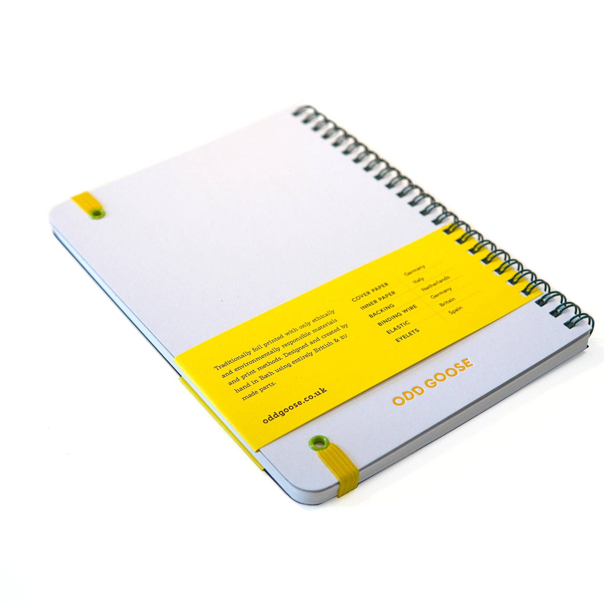 Sustainable A5 hardback notebook with elastic closure