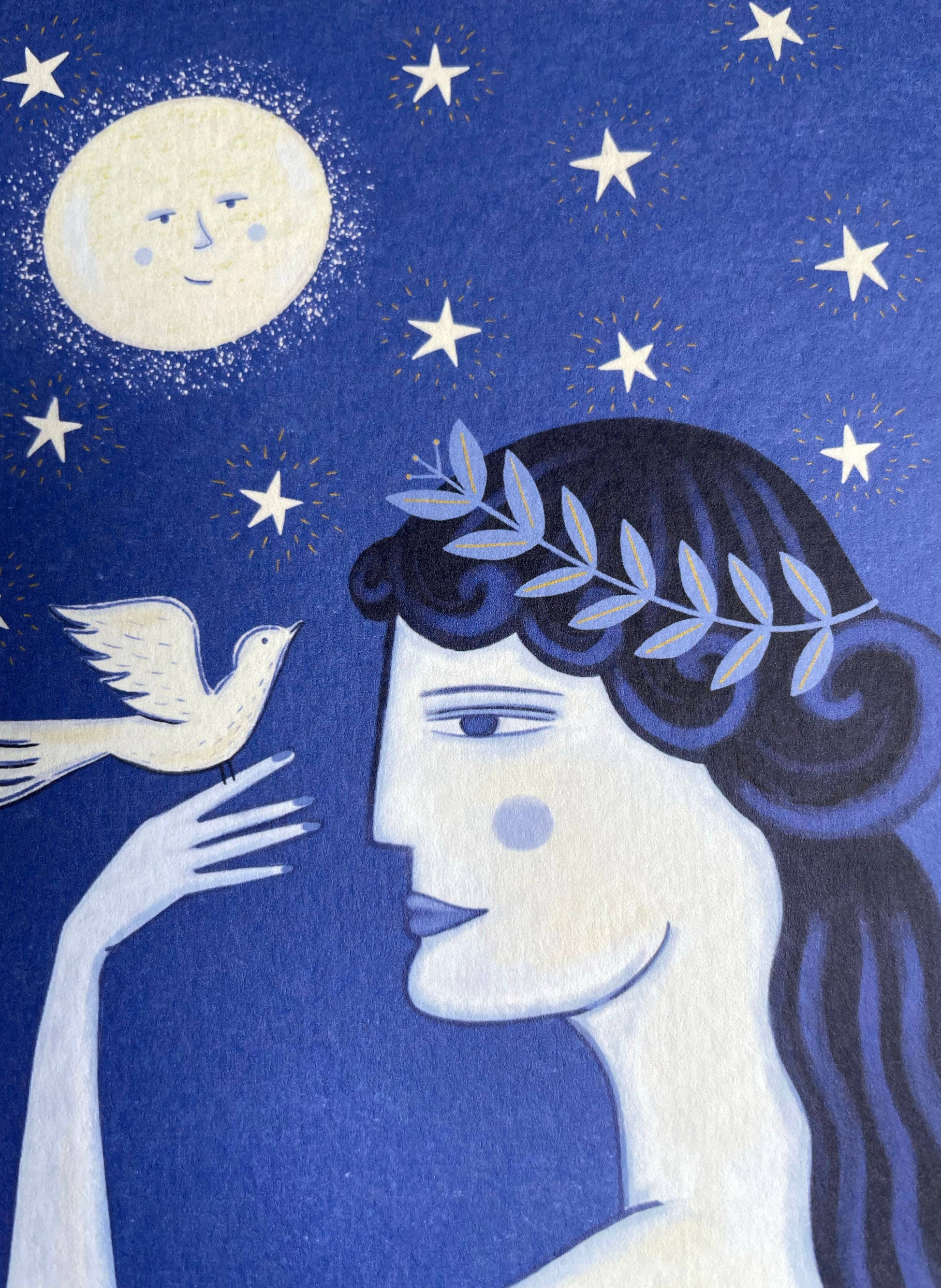Blank inside Greek Goddess card on textured paper