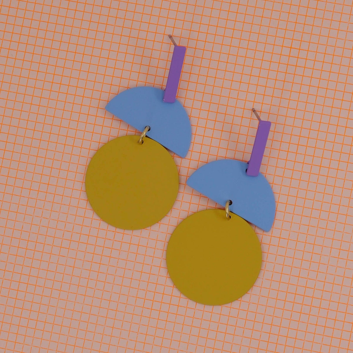 Peach and Marine blue statement earrings