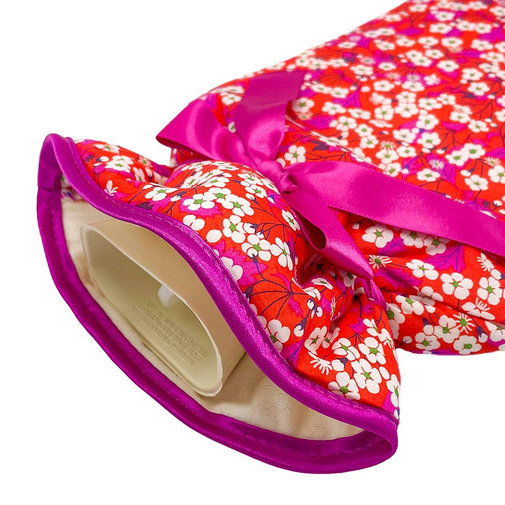 Alice Caroline Liberty Mitsi Chilli Hot Water Bottle with vibrant floral print cotton cover