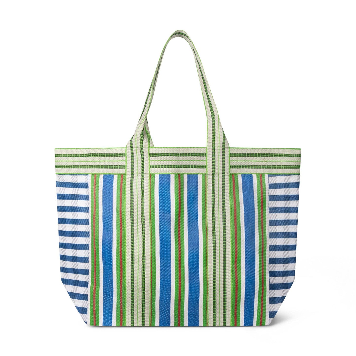 Sustainable woven beach bag made from recycled cement sacks