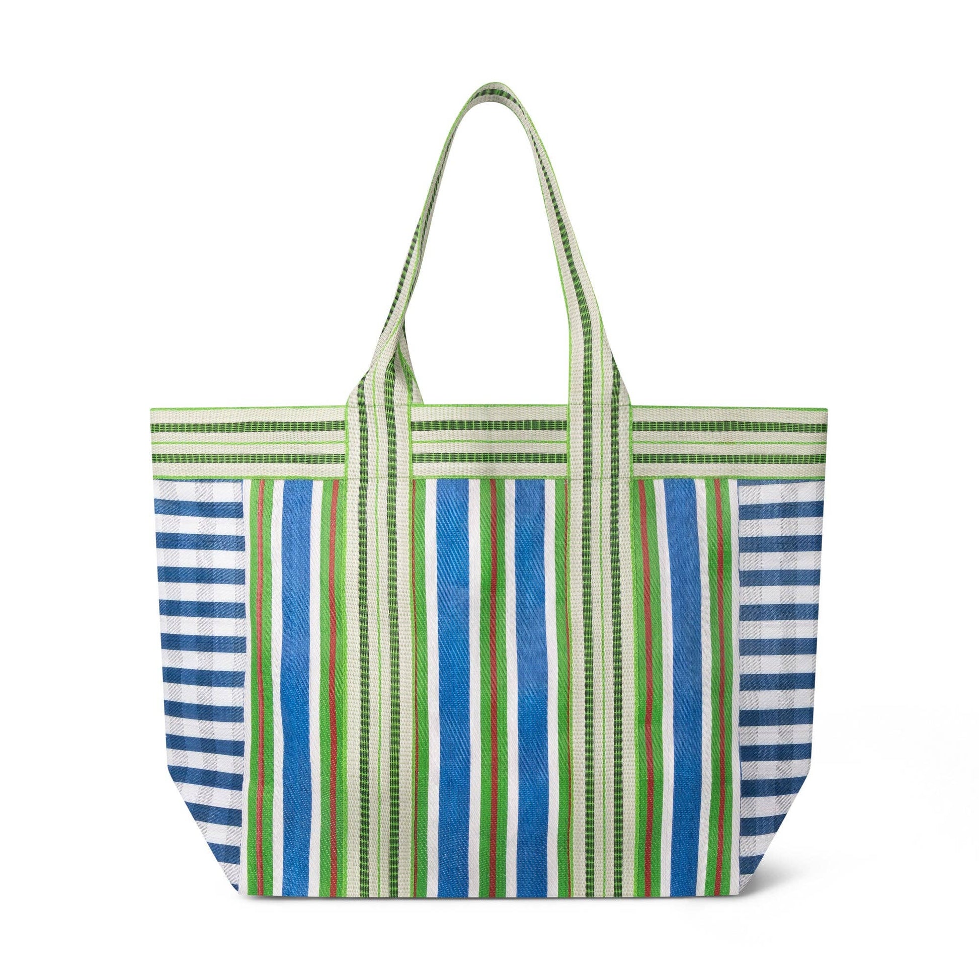 Sustainable woven beach bag made from recycled cement sacks