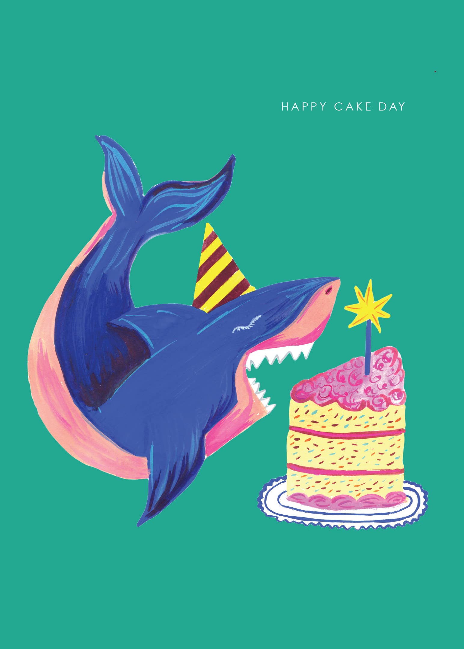 Eco-friendly shark birthday card with recycled kraft envelope