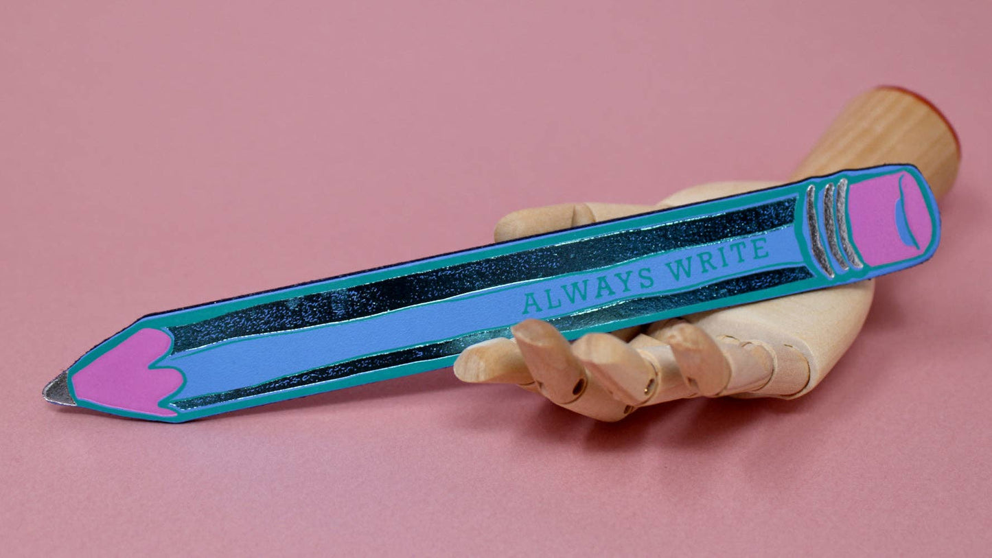 Always Write pencil bookmark close up