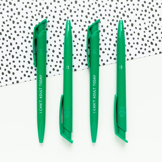 I Can't Adult Today green recycled eco ballpoint pen