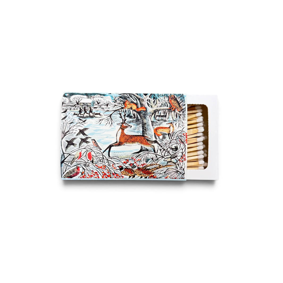 Woodland Song luxury extra long matches in a beautifully illustrated matchbox
