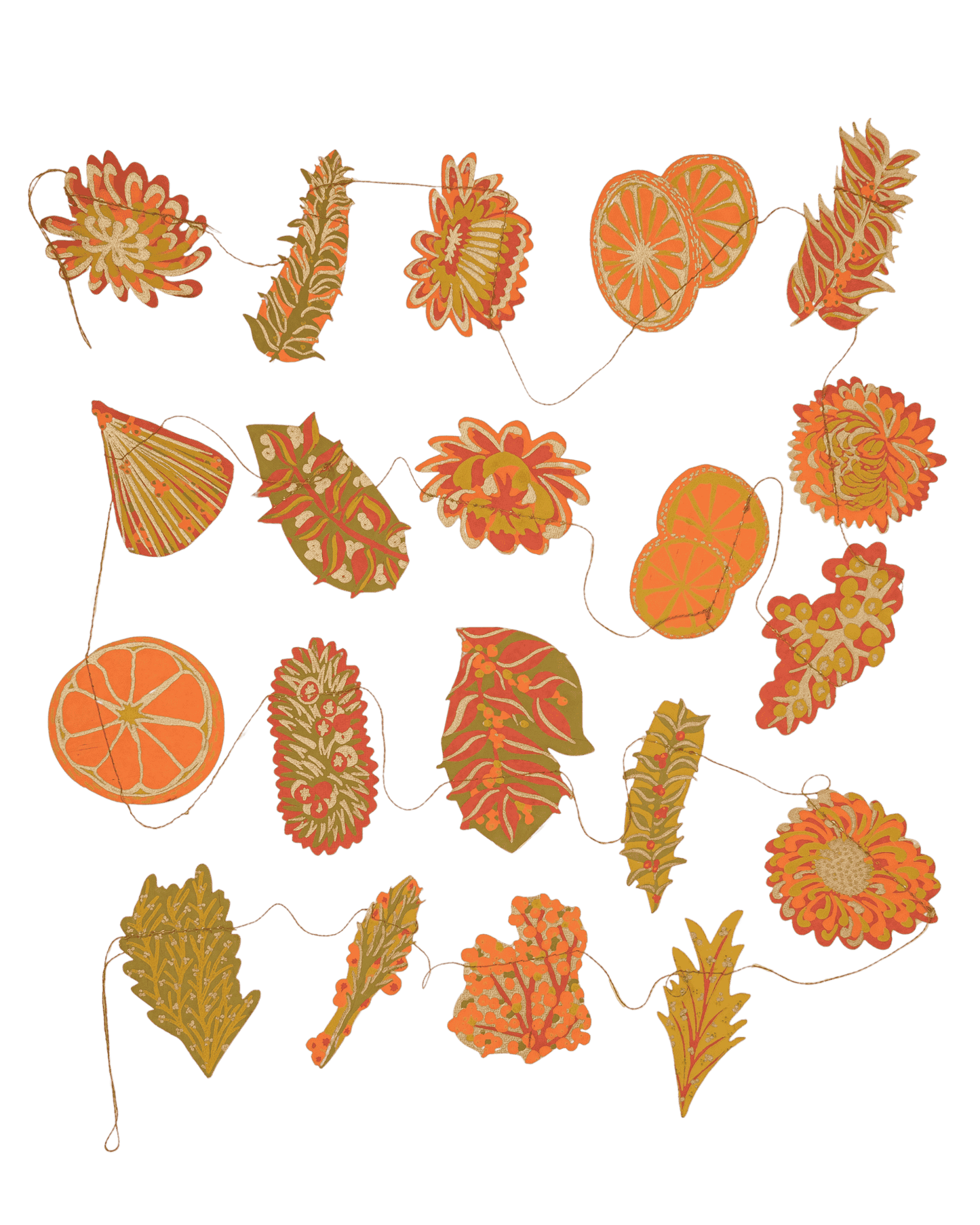 Autumn Blooms Sewn Garland full length view