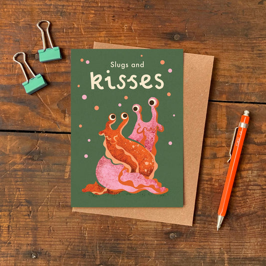 Slugs and Kisses Greeting Card by Emily Nash illustration