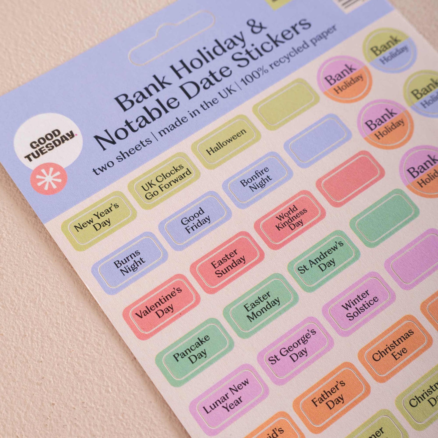 Vibrant blank corner and rectangle stickers for diaries