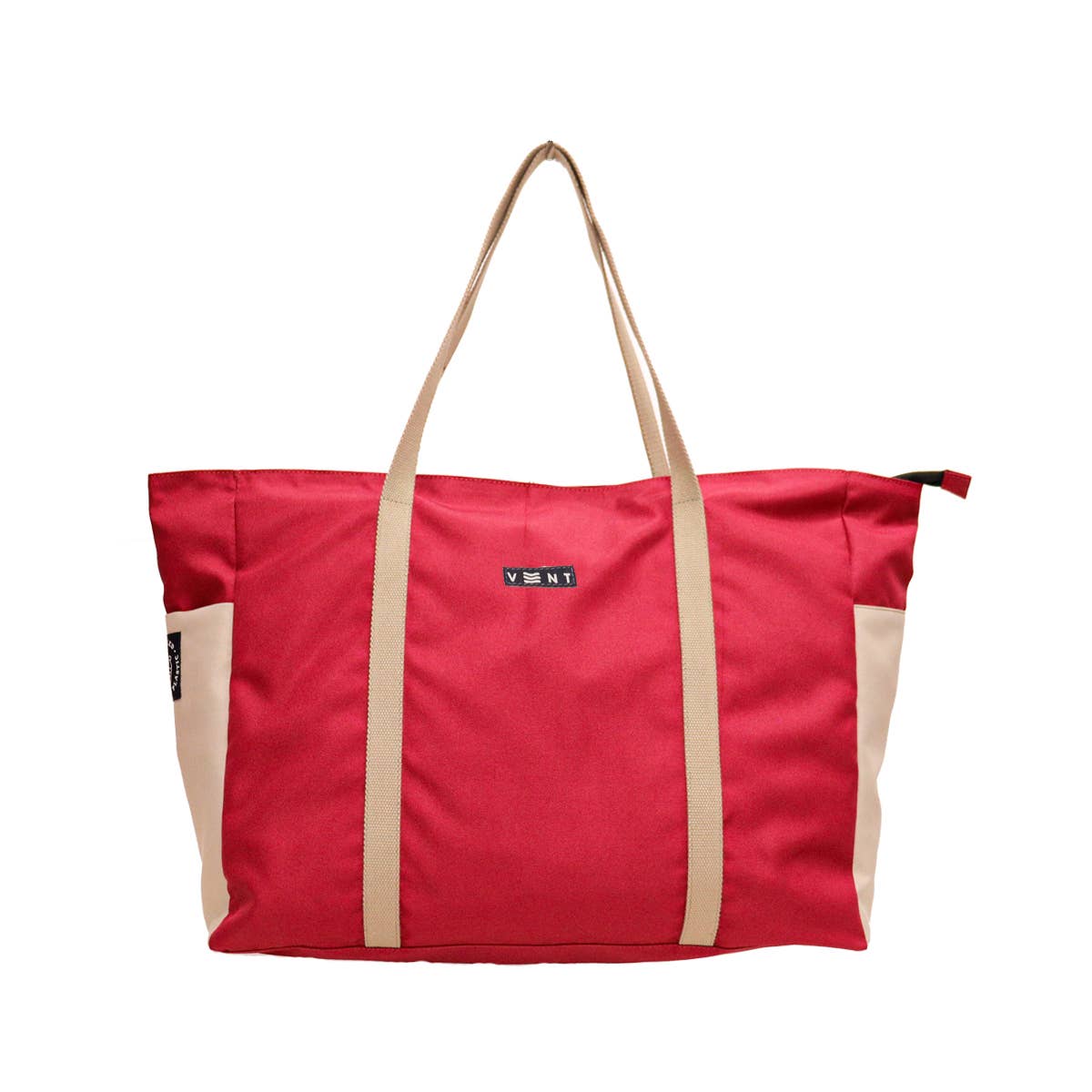 Spacious pink ocean plastic shopper bag standing upright