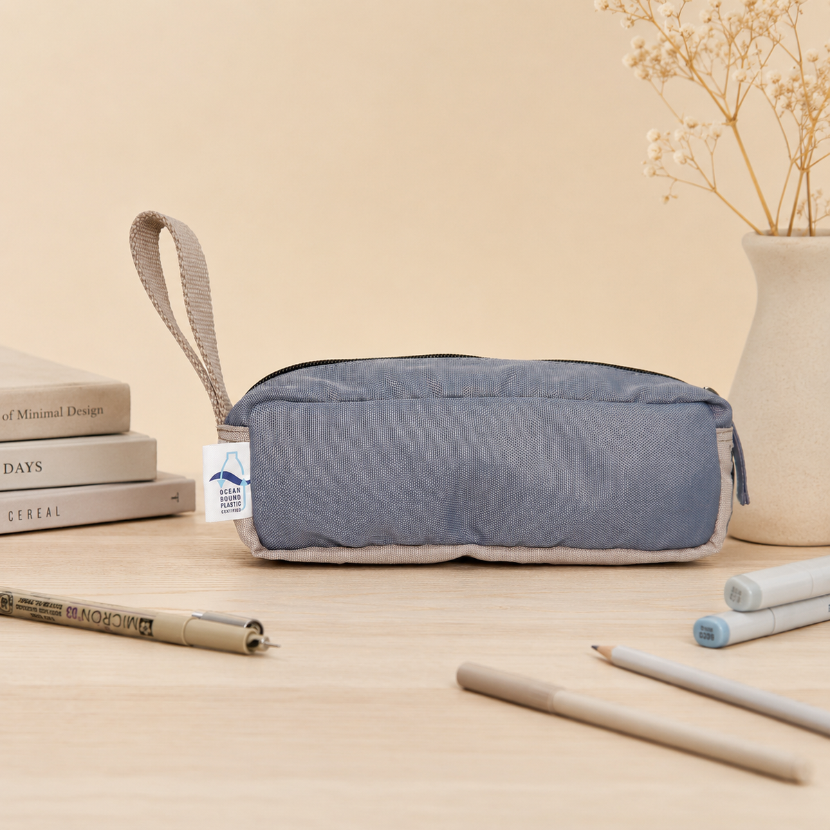 Inside lining of recycled ocean bound plastic pencil case