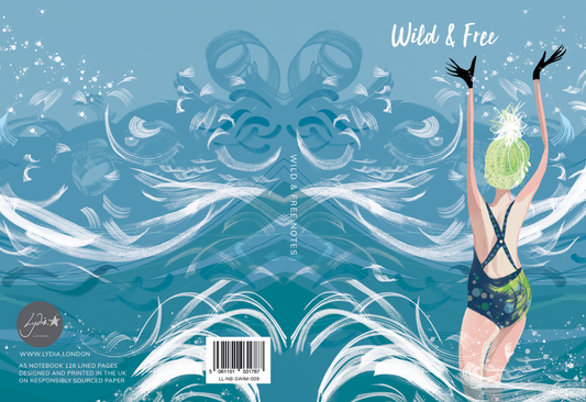 Open Wild and Free A5 notebook showing 128 lined ivory pages