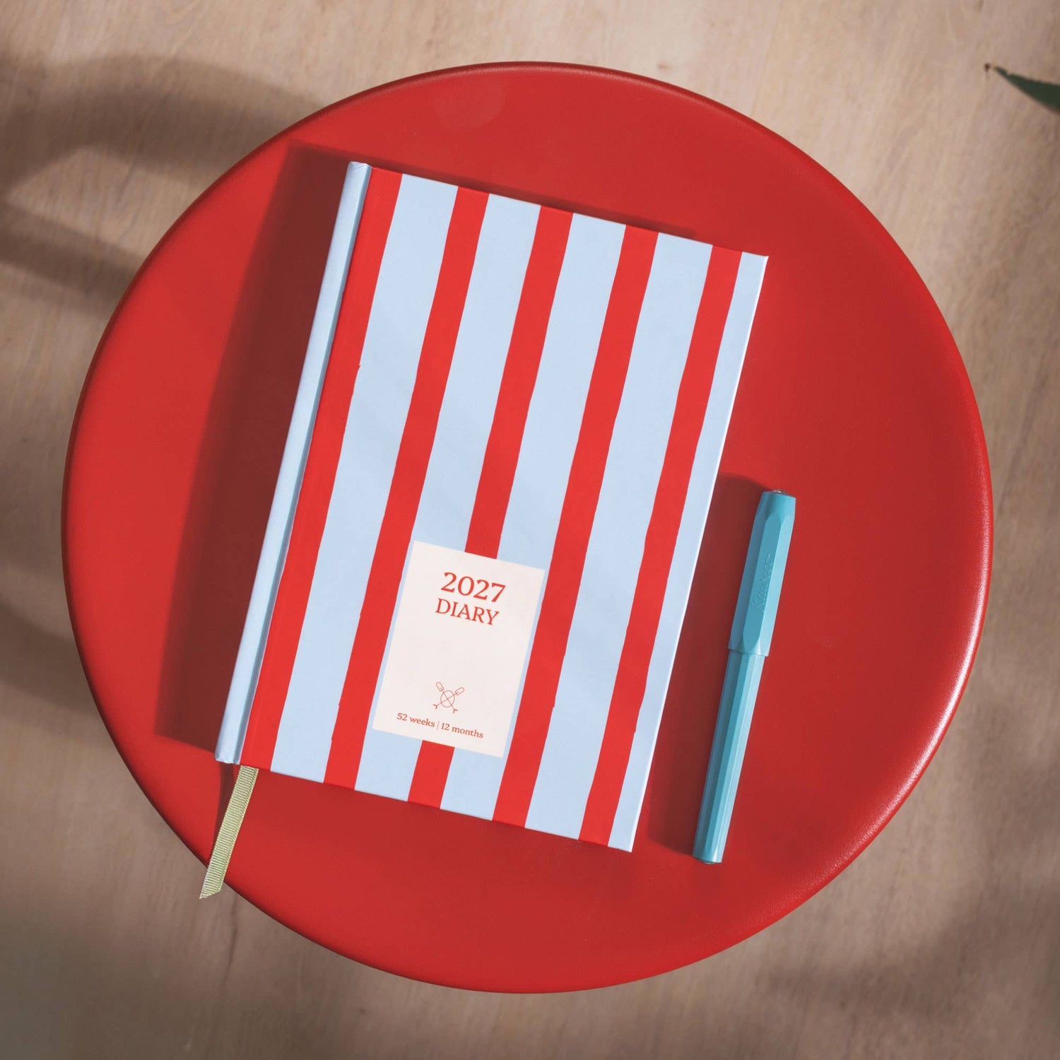 2027 A5 Hardcover Week to View Diary in Red and Blue Stripe