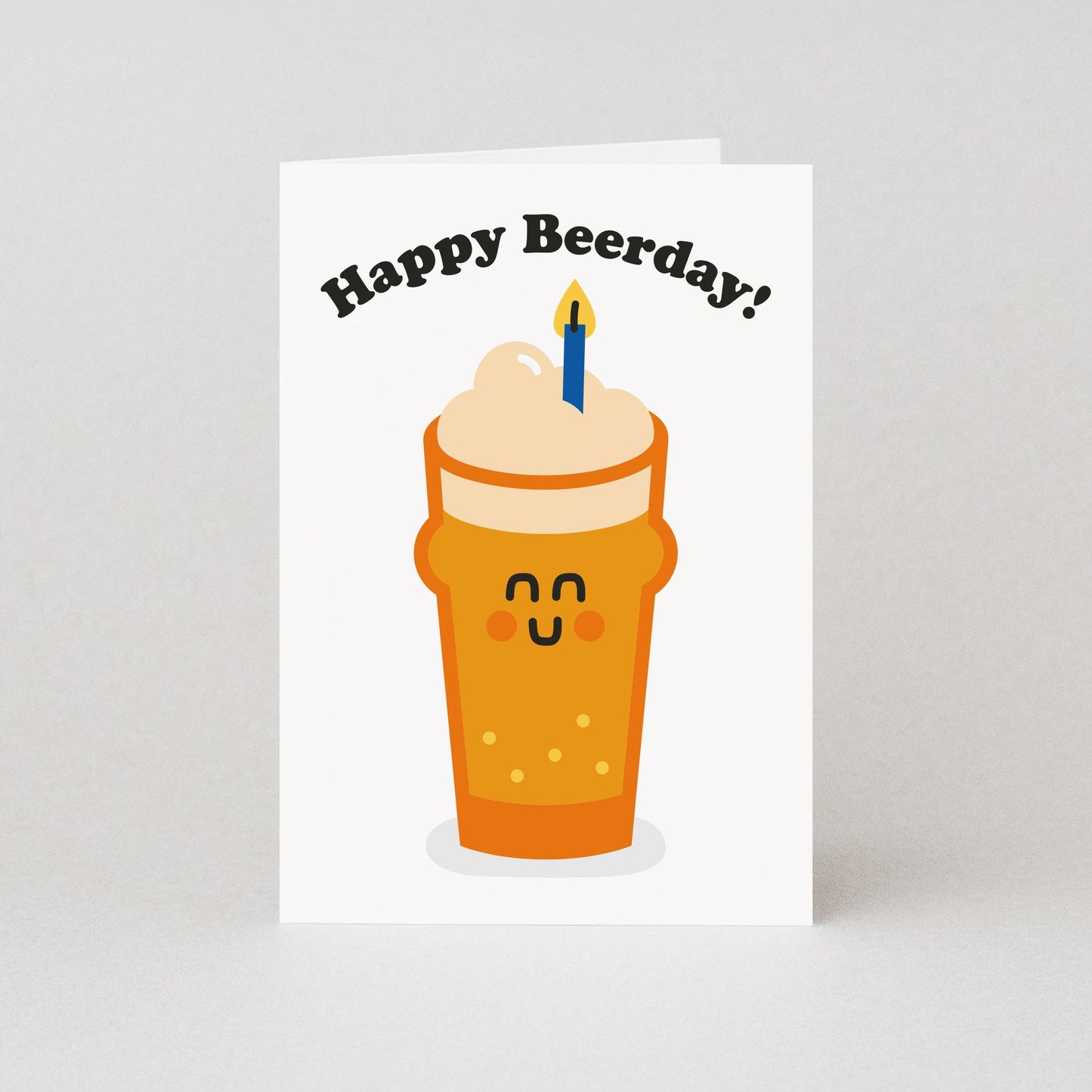 Playful Beer Birthday Card with Happy Beerday illustration