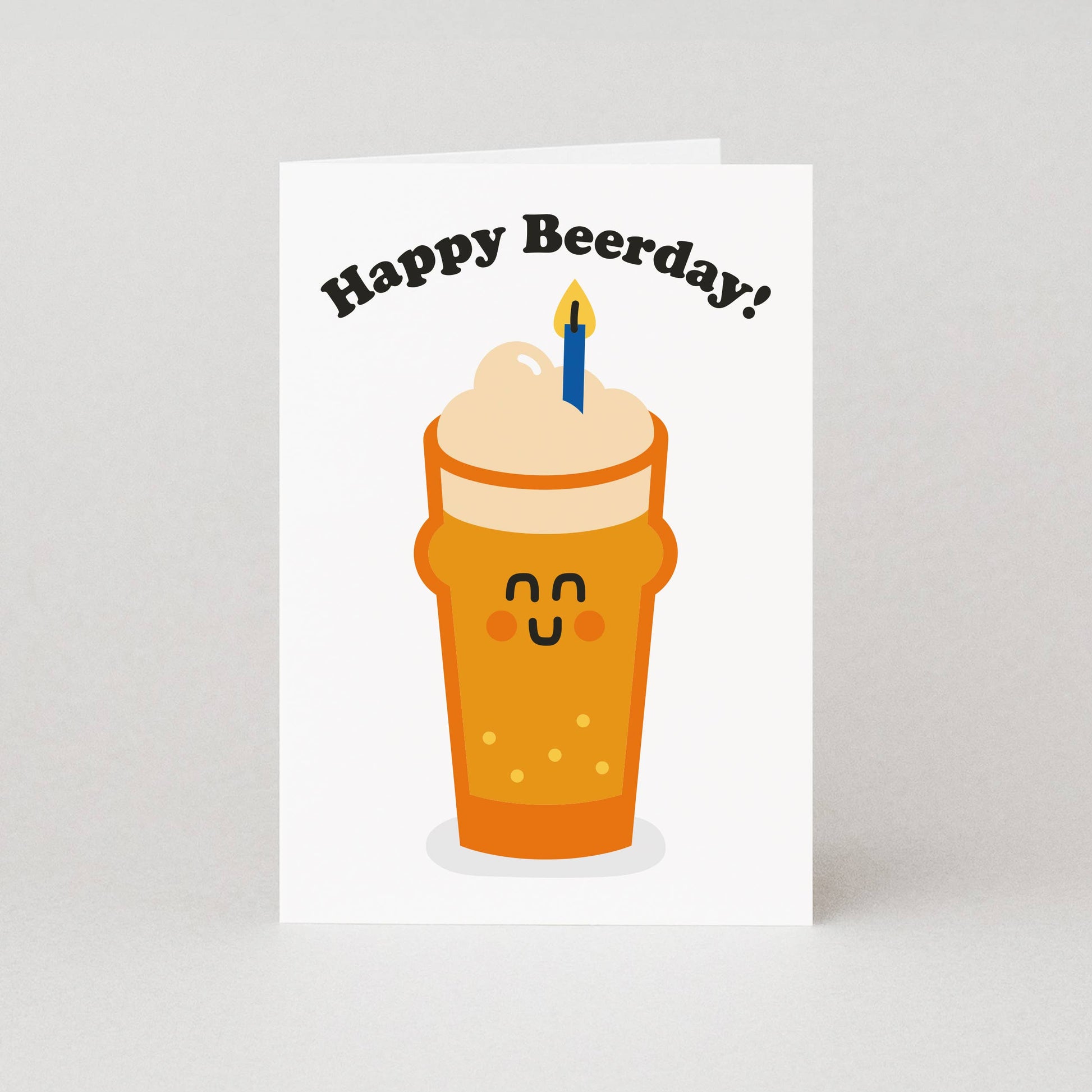 Playful Beer Birthday Card with Happy Beerday illustration