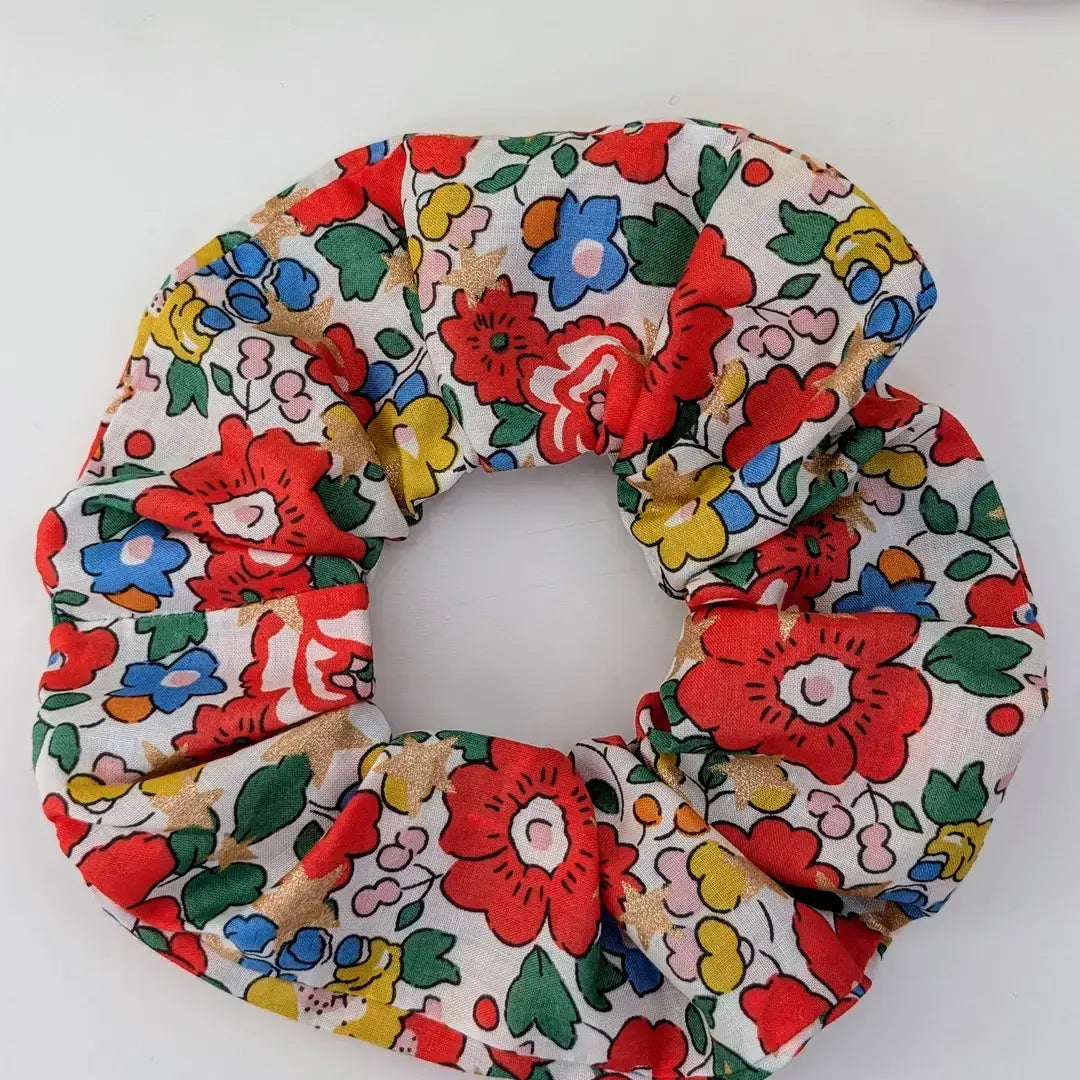 Handmade cotton scrunchie with Liberty fabric design, 9-10cm diameter