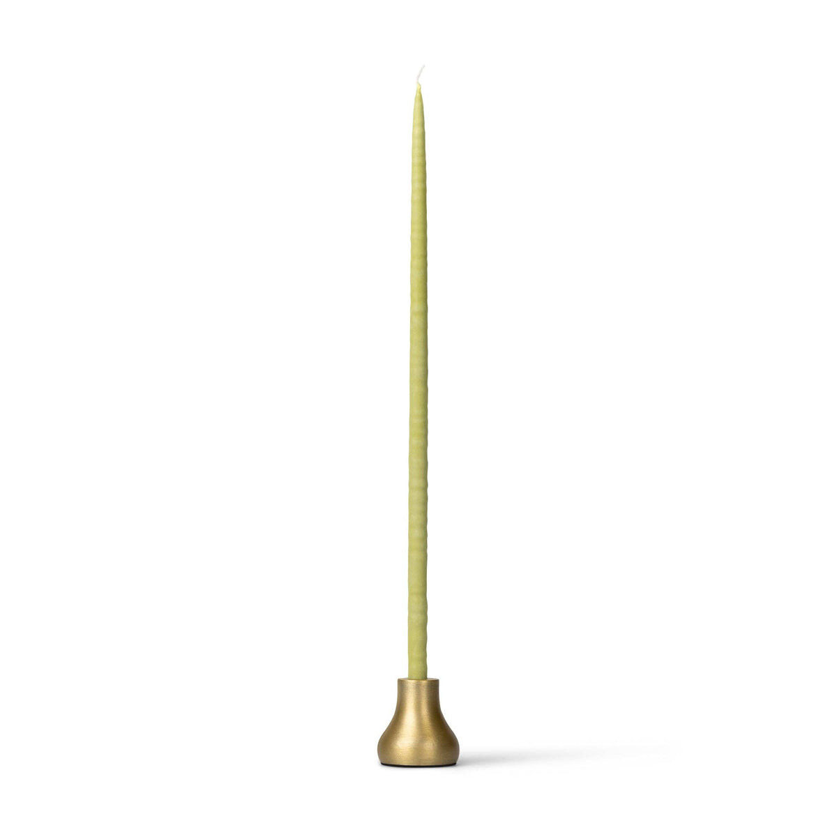 Eco-friendly old gold taper candle holders in recyclable Kraft packaging