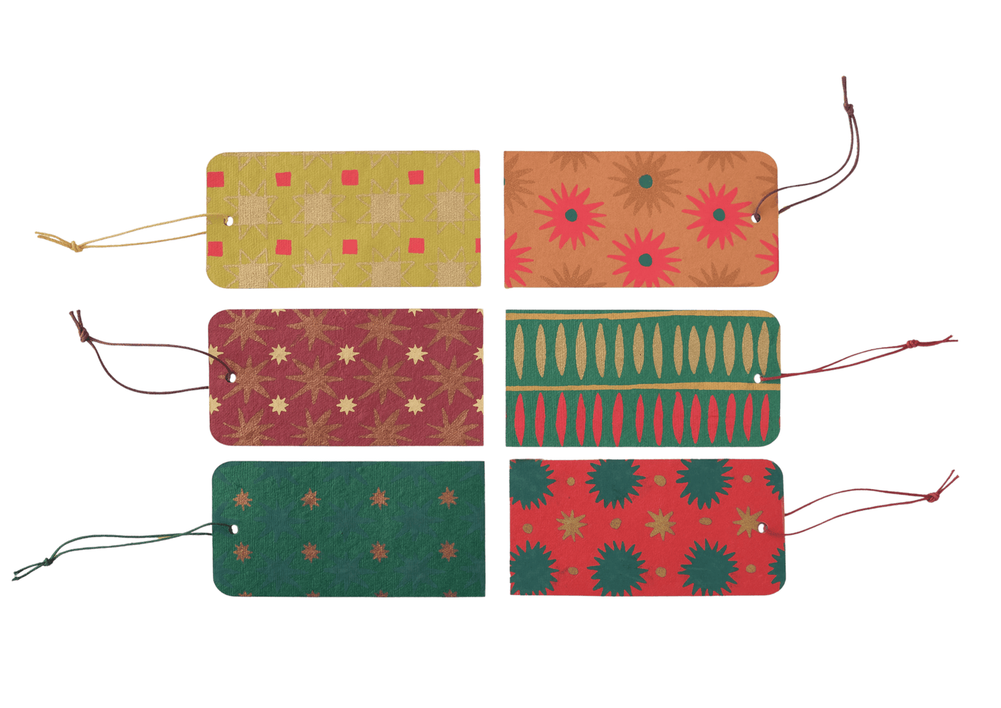 Hand screen printed Christmas Gift Tags by East End Press, recycled cotton paper, assorted festive designs