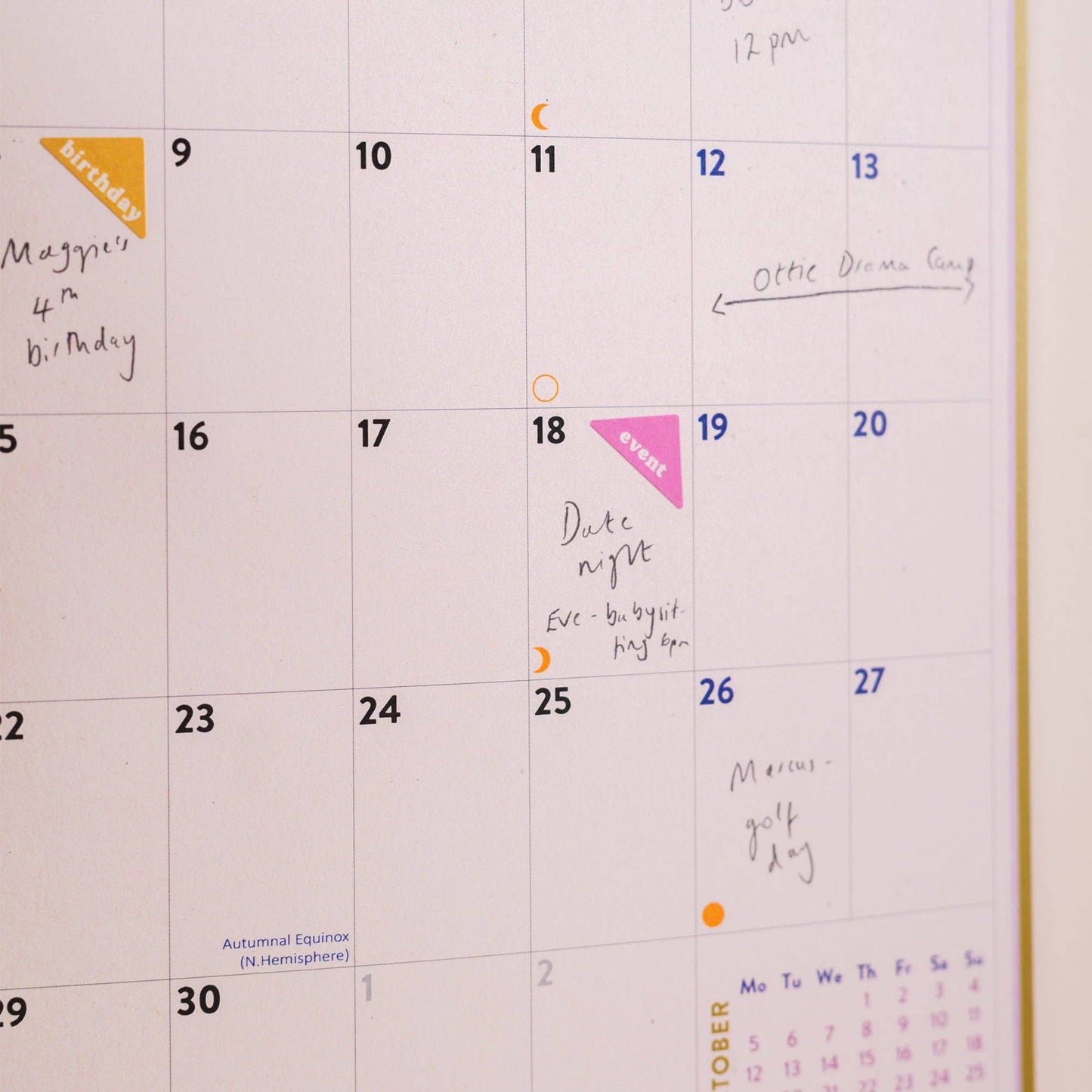 Eco-friendly A4 academic calendar hanging on a wall
