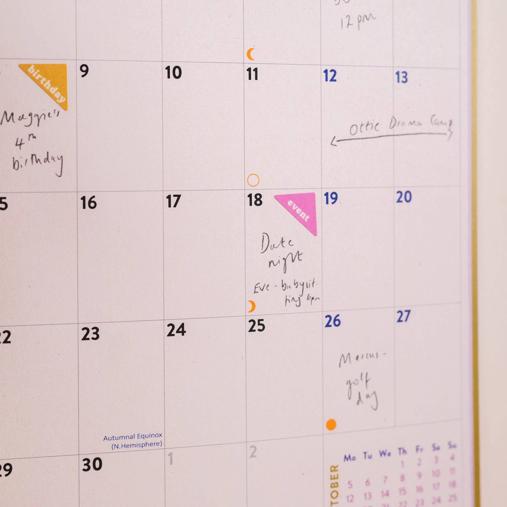 Eco-friendly A4 academic calendar hanging on a wall