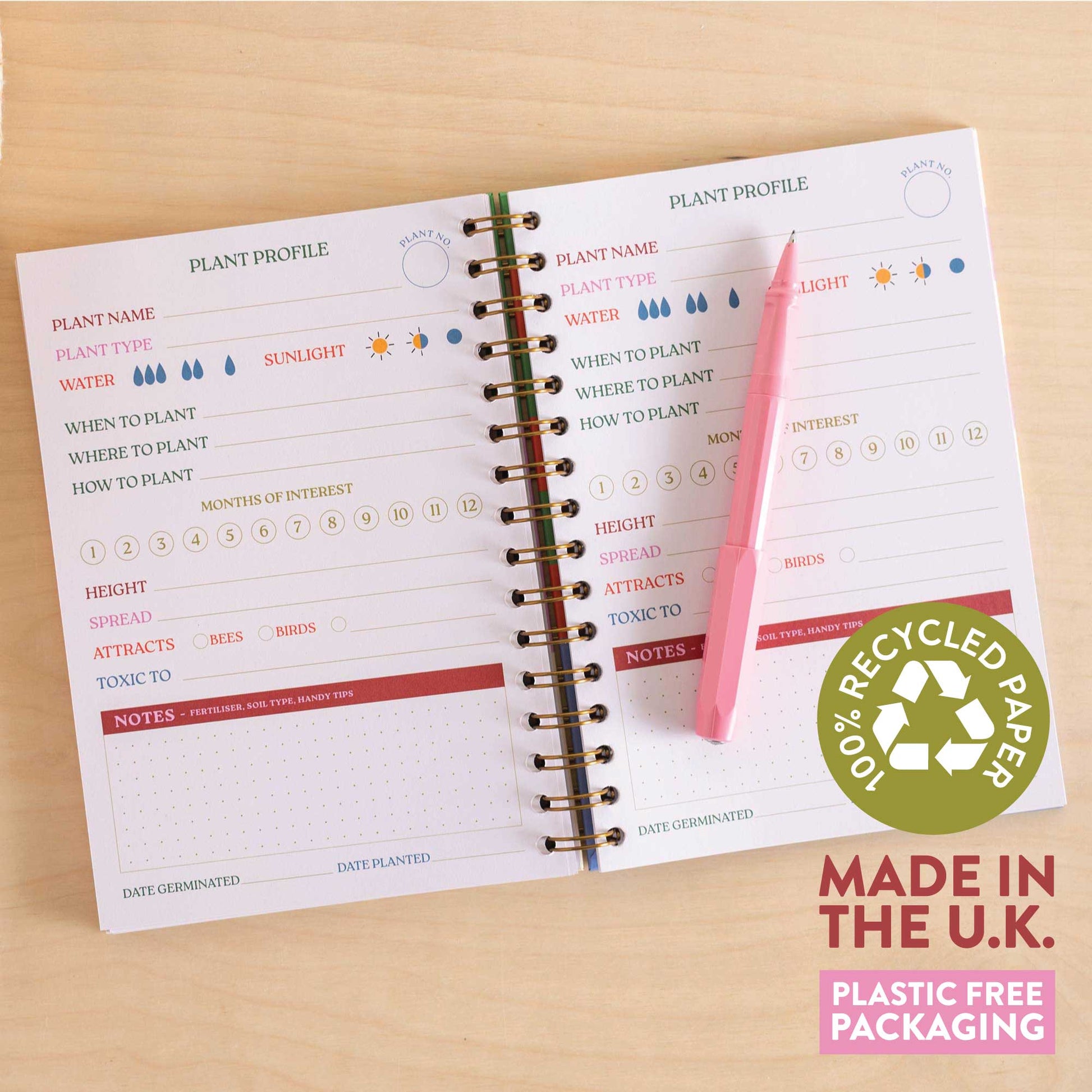 Open A5 In Bloom Gardeners Journal showing 'Plant Wish List' page